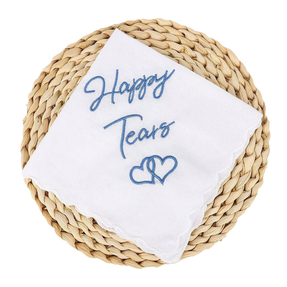 Embroidered Wedding Handkerchief – Cotton Keepsake Gift