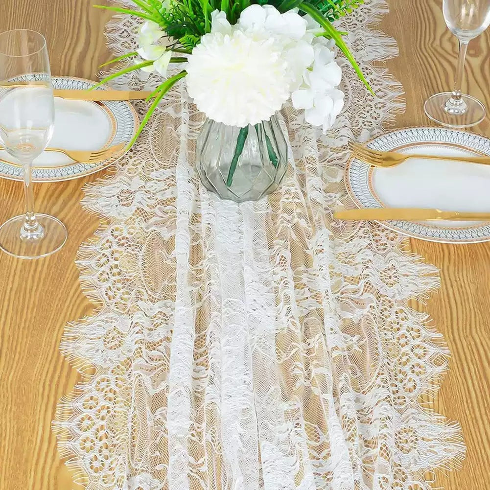 French Embroidered Lace Table Runner