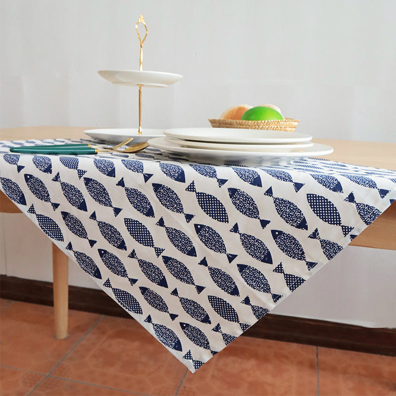 Mediterranean Blue Fish Print Napkin, Kitchen Tea Towel & Home Textile