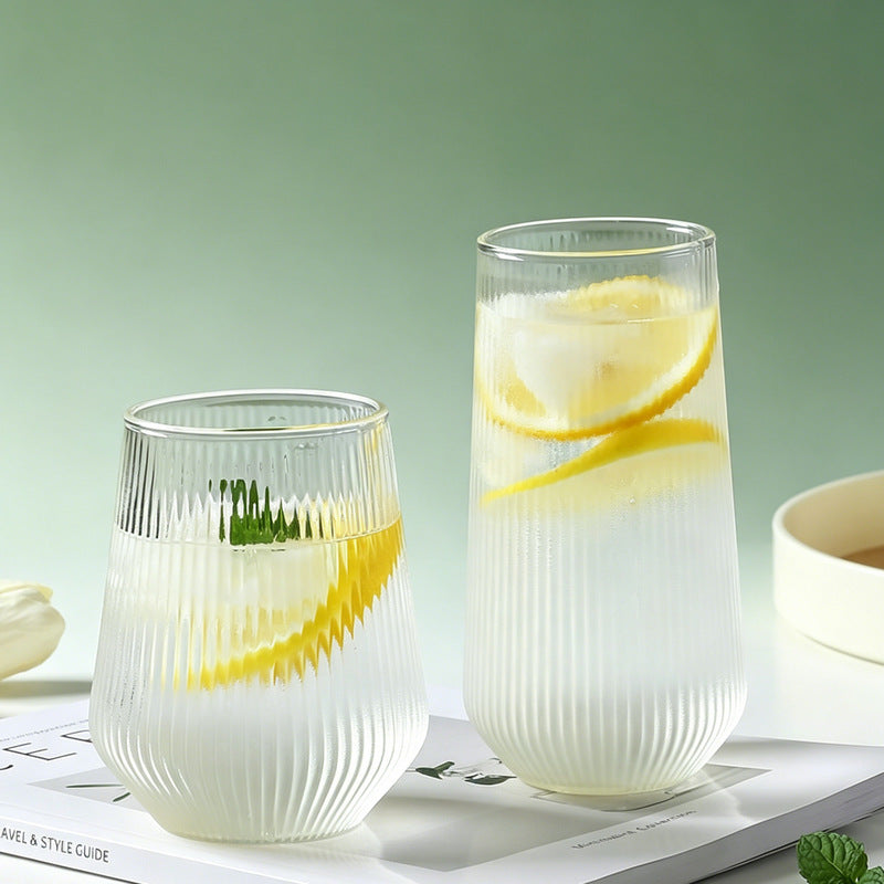 Ribbed Borosilicate Glass Tumbler – Japanese Style Hot & Cold Drink Cup