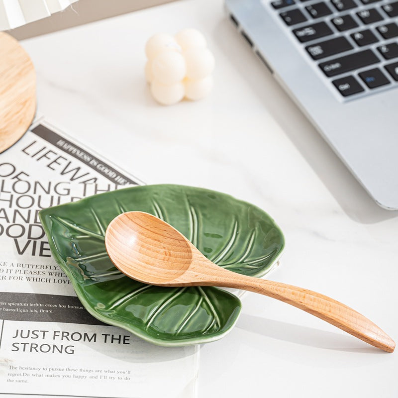 Ceramic Spoon Holder – Tropical Leaf Kitchen Accessory