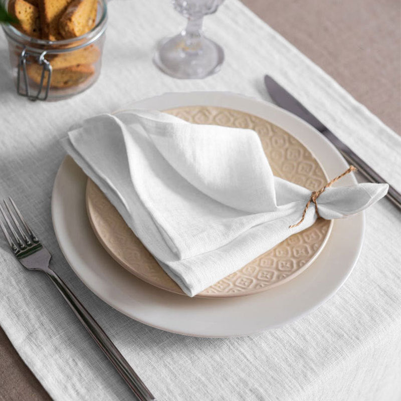 Solid Washed Cotton Linen Napkin, Minimal Dining Table Mat and Food Cover