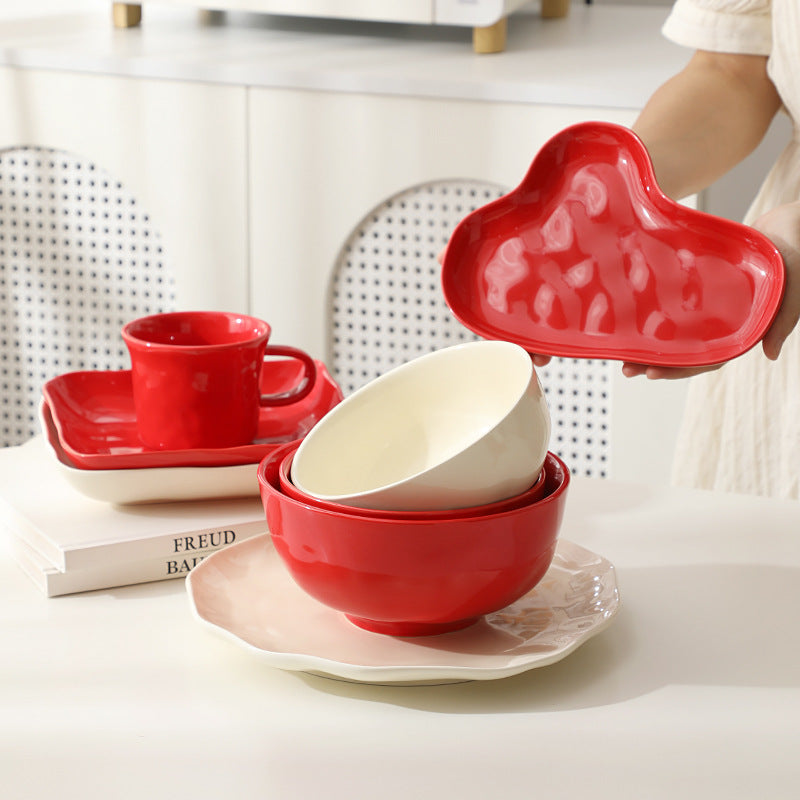 Handcrafted Texture Ceramic Dinnerware Set – Underglaze Bowls & Plates