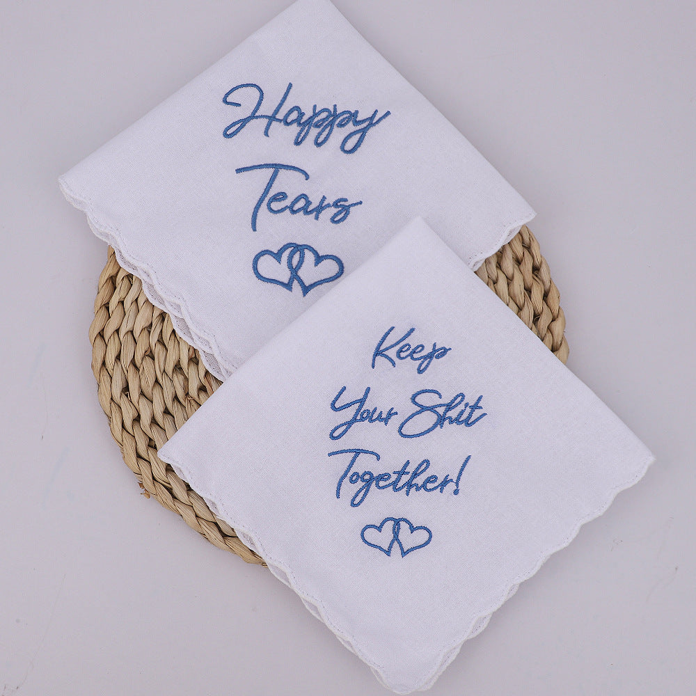 Embroidered Wedding Handkerchief – Cotton Keepsake Gift