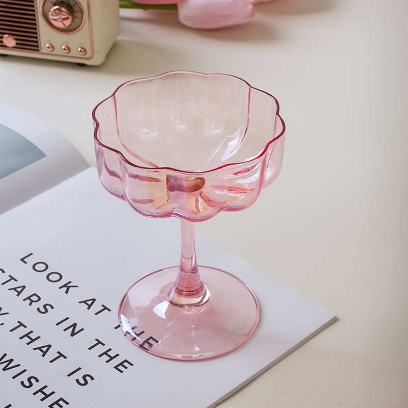 French-Inspired Petal Stemmed Glass – Elegant Champagne, Wine & Dessert Goblet