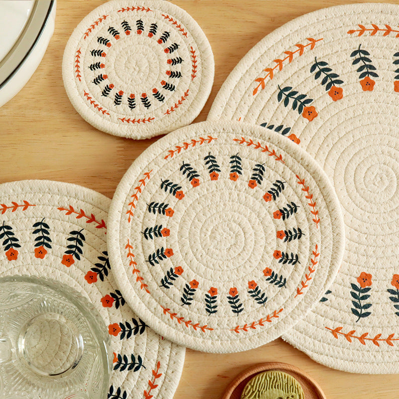 Woven Cotton Trivet, Nordic Heat-Resistant Table Mat