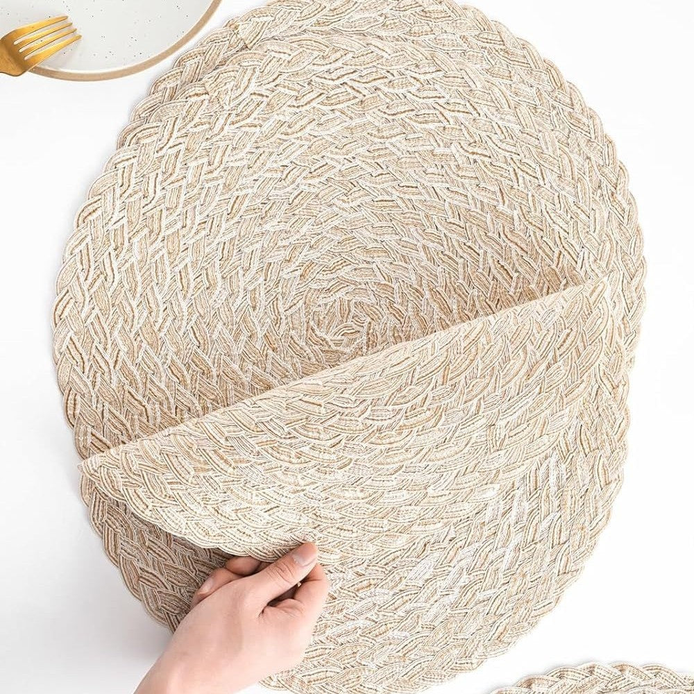 Farmhouse Woven Placemat, Heat Resistant Table Mat & Coaster