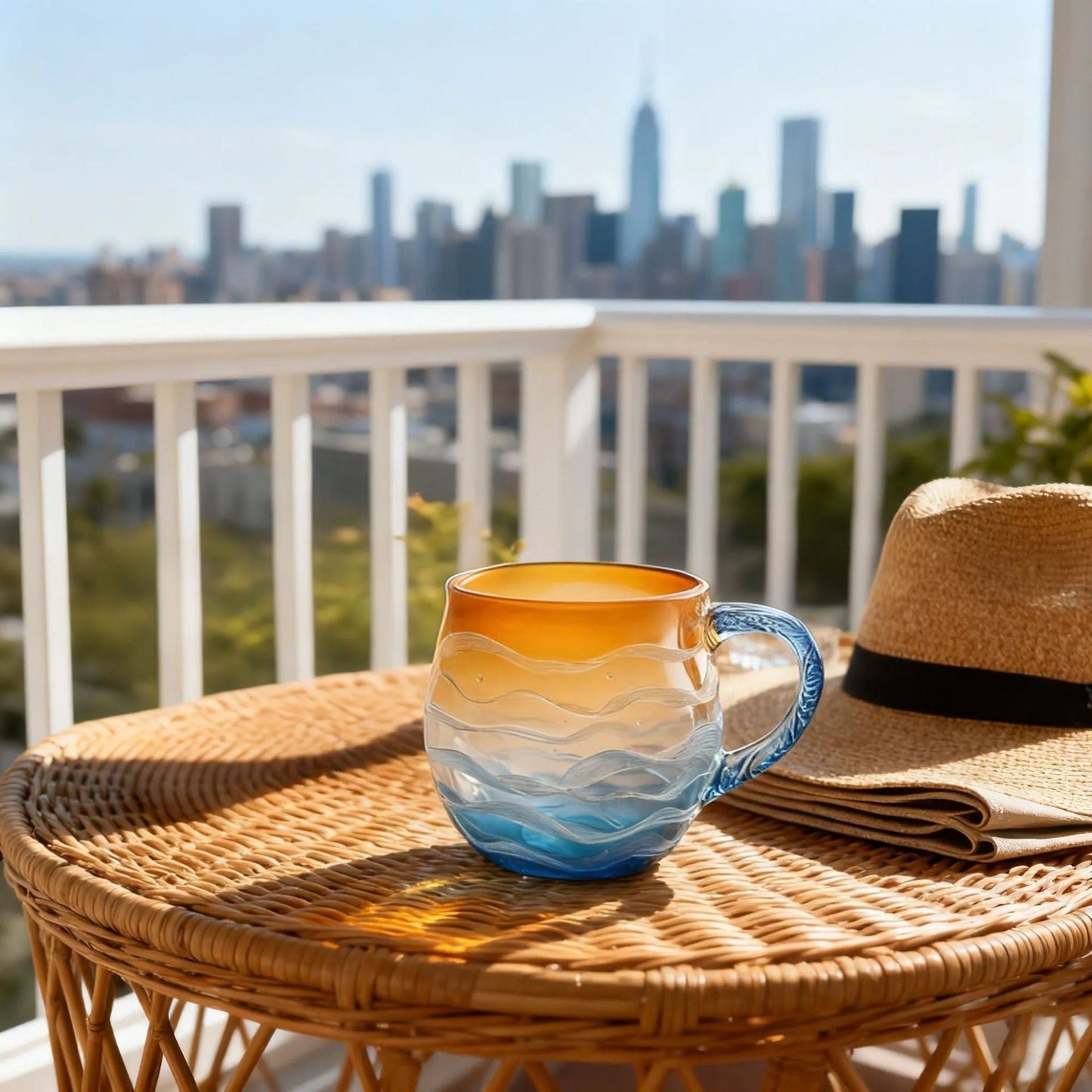 Sea Glass Sunset Mug – Borosilicate Glass Cup for Hot & Cold Drinks