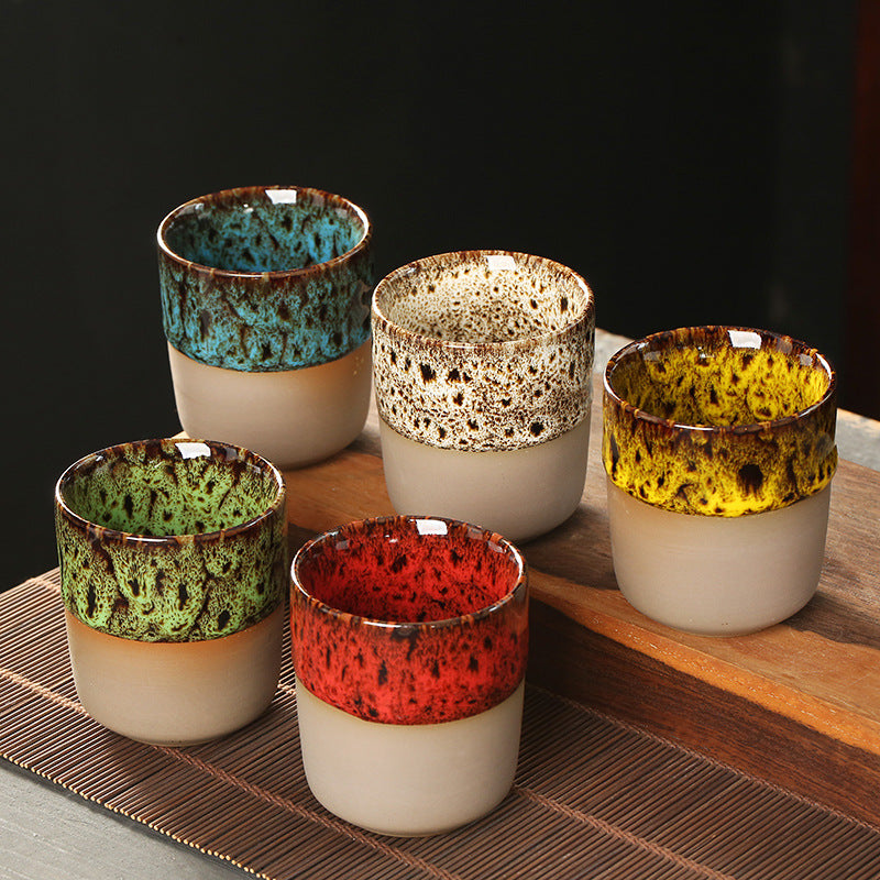 150ml Reactive Glaze Ceramic Cup – Handleless Tea & Coffee Tumbler for Espresso, Sake, Café, Restaurant, Office & Home Drinkware