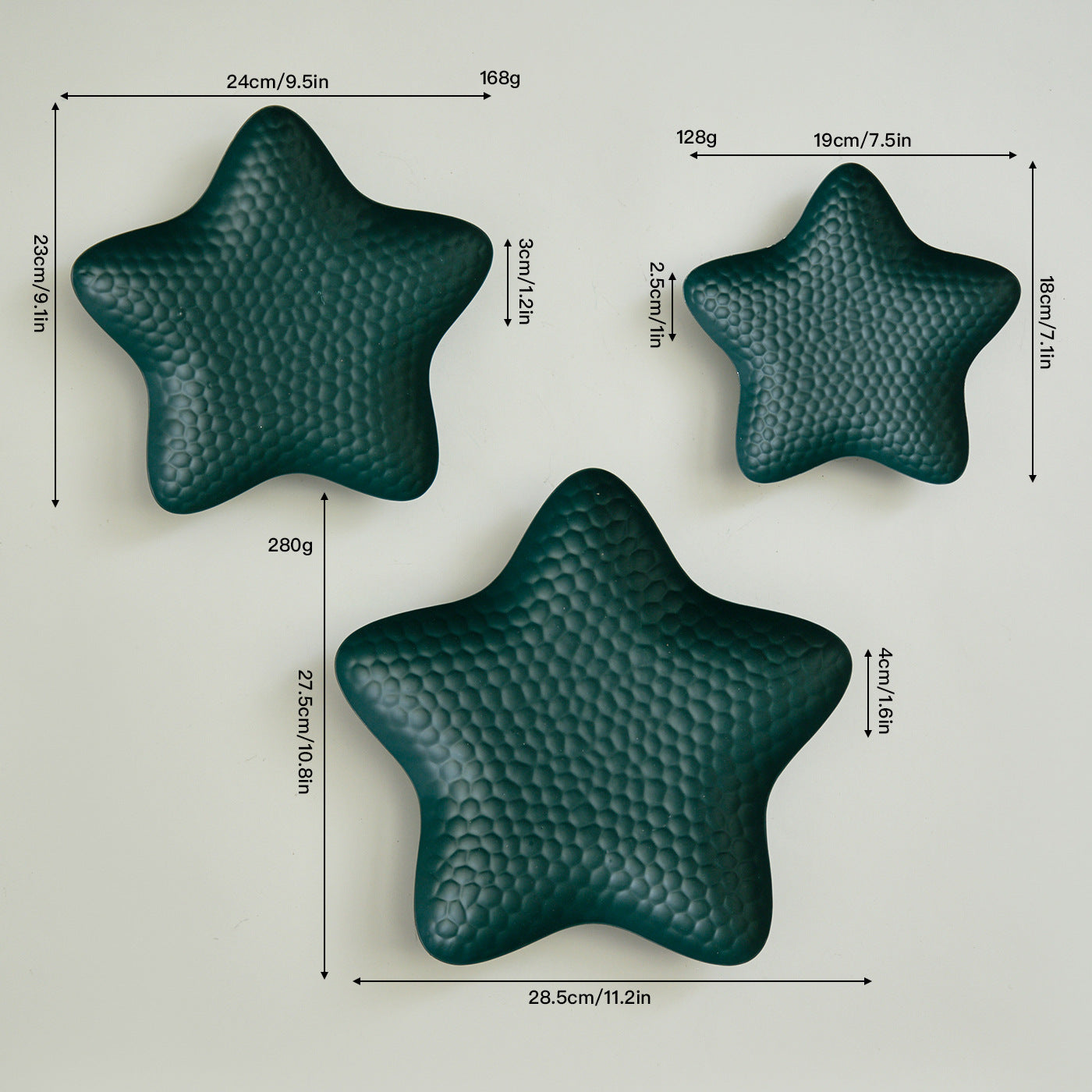 Metal Starfish Serving Tray  set – 3 pieces Textured Decorative Plate Tabletop Display & Home Decor