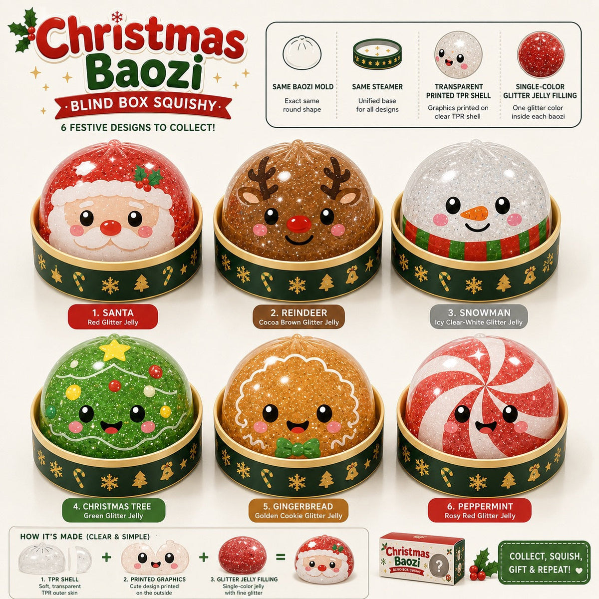 Christmas Dumpling Blind Box Squishy