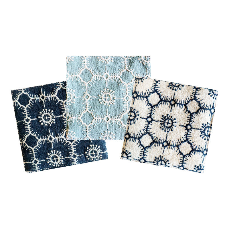 Embroidered Cotton Linen Coaster, Double-Layer Tea Cup Mat