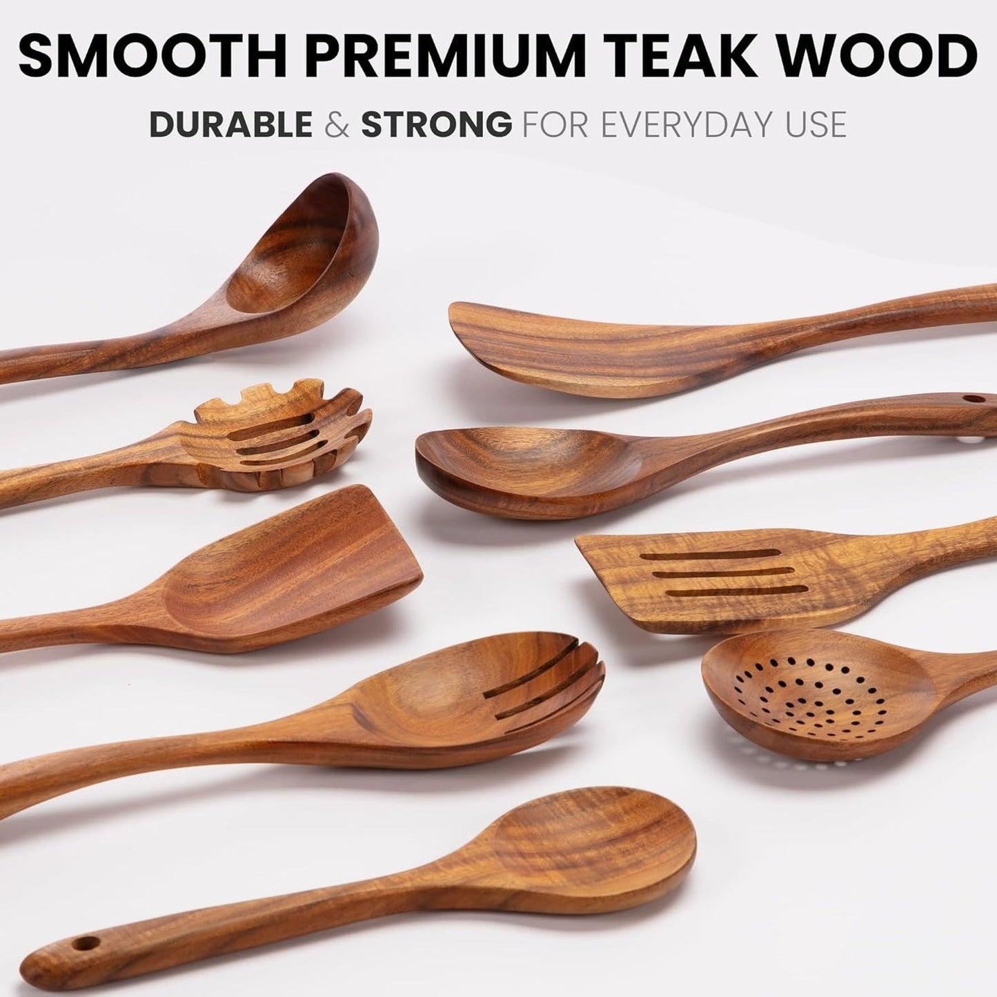 Acacia Wood Kitchen Utensil Set Teak Cooking Spoons