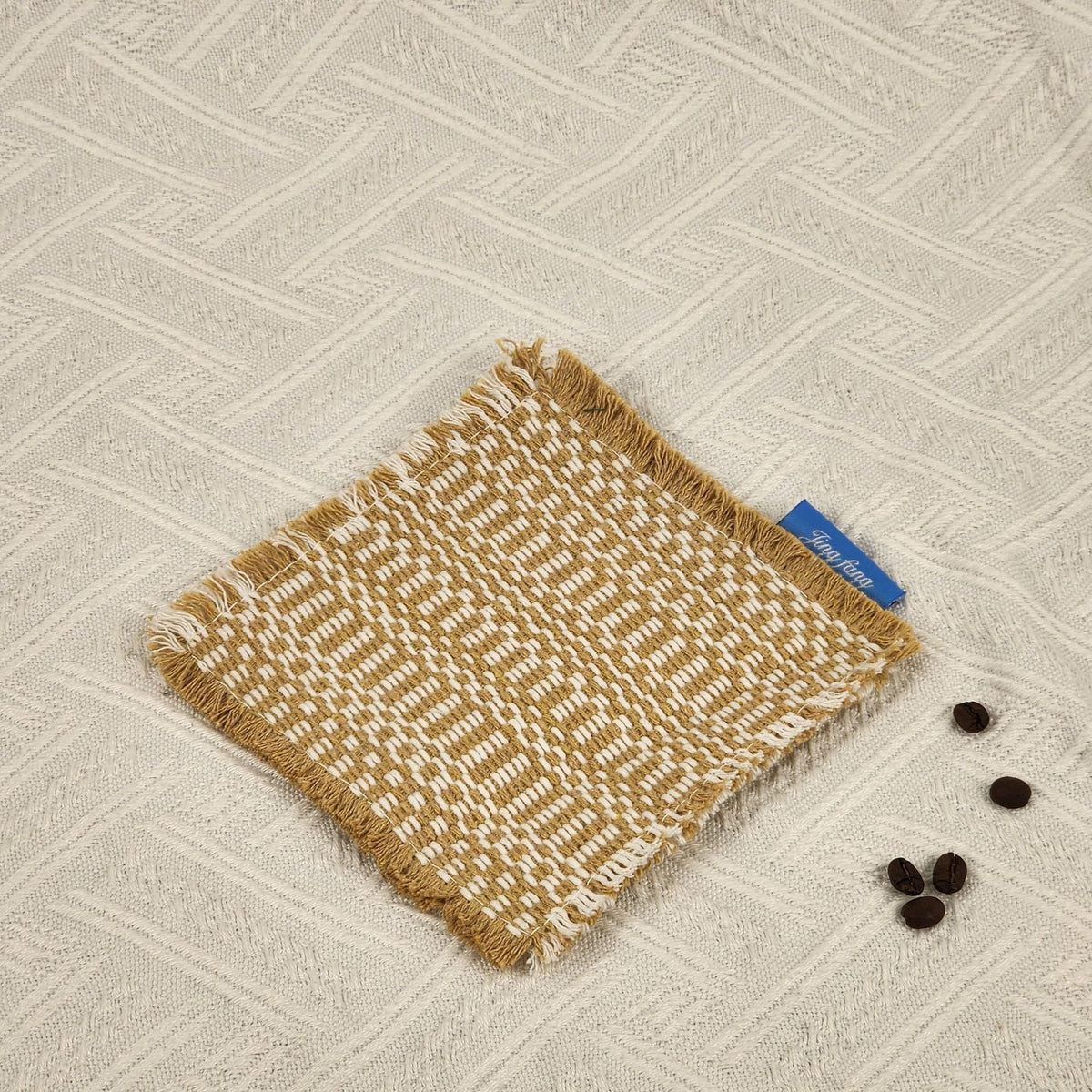 Cotton Woven Coaster  – Handmade Fabric Drink Coasters, Rustic Table Decor Pads for Coffee Cups & Home Decoration