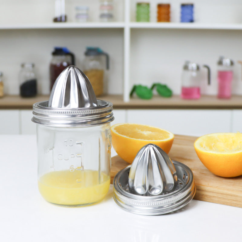 304 Stainless Steel Manual Citrus Juicer Set – 86 mm Juicing Lid with Glass Jar