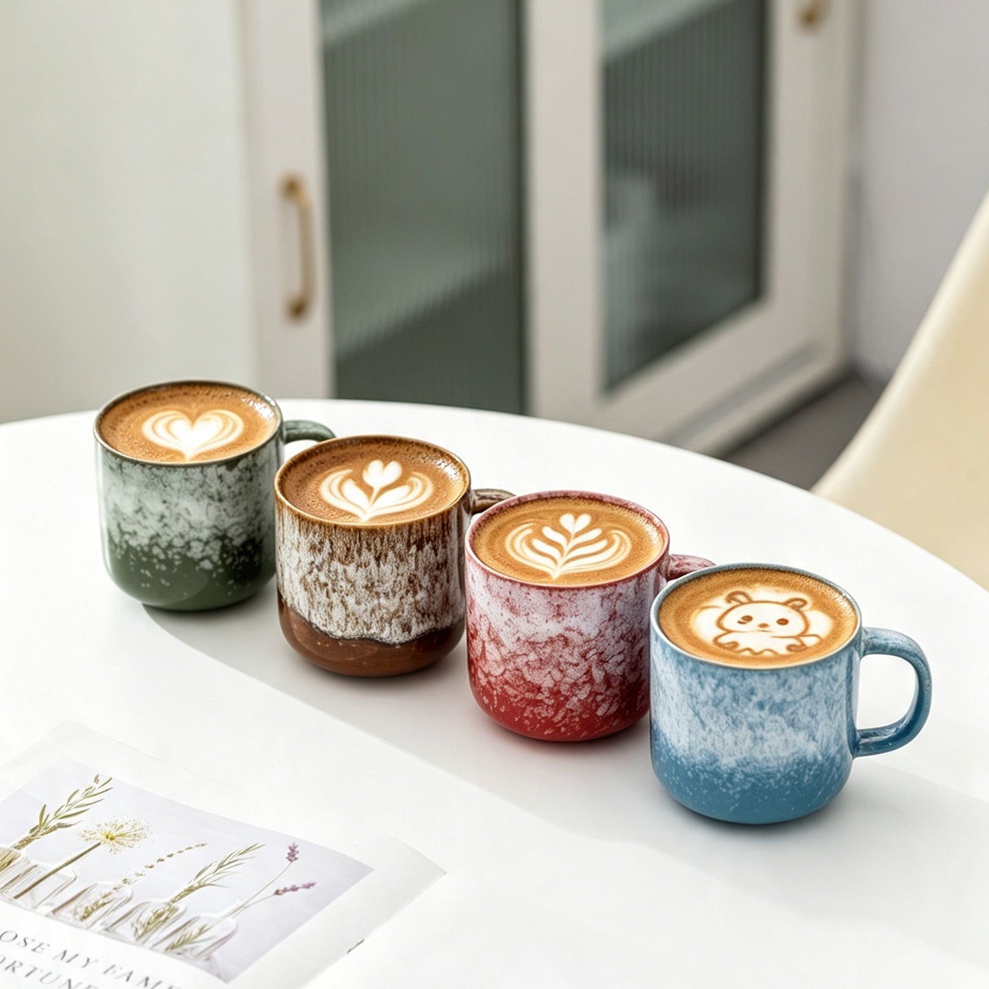 220ml Ceramic Coffee Mug – Reactive Glaze Stoneware Cup with Handle for Coffee, Tea, Latte, Café, Restaurant & Home Drinkware