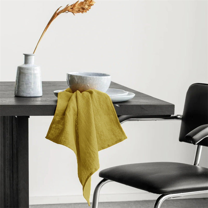 Solid Washed Cotton Linen Napkin, Minimal Dining Table Mat and Food Cover
