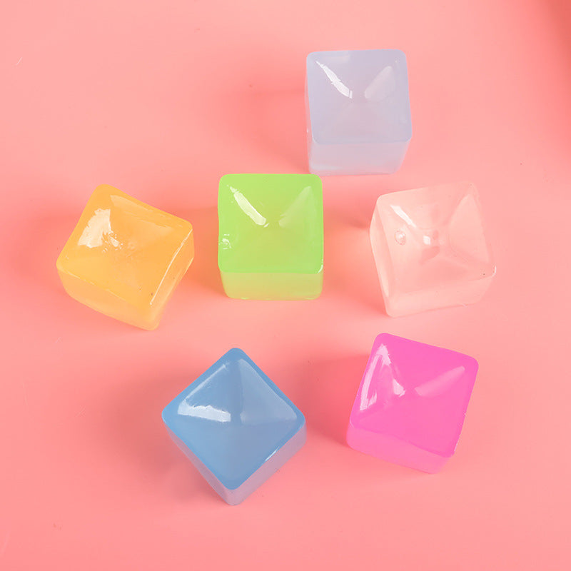 Ice Cube Squishy Toy – Transparent Color Stress Relief Fidget Cube