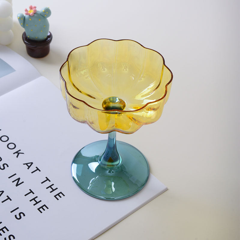 French-Inspired Petal Stemmed Glass – Elegant Champagne, Wine & Dessert Goblet