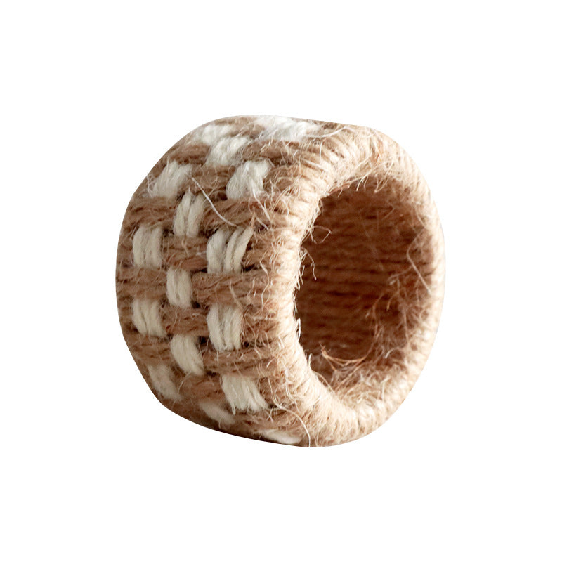 Handwoven Linen Napkin Ring, Rustic Rope Table Decor