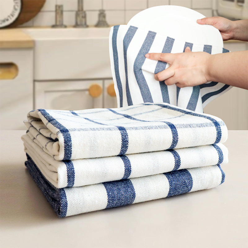 Mediterranean Blue Cotton Tea Towel, Kitchen Cloth & Food Photography Backdrop