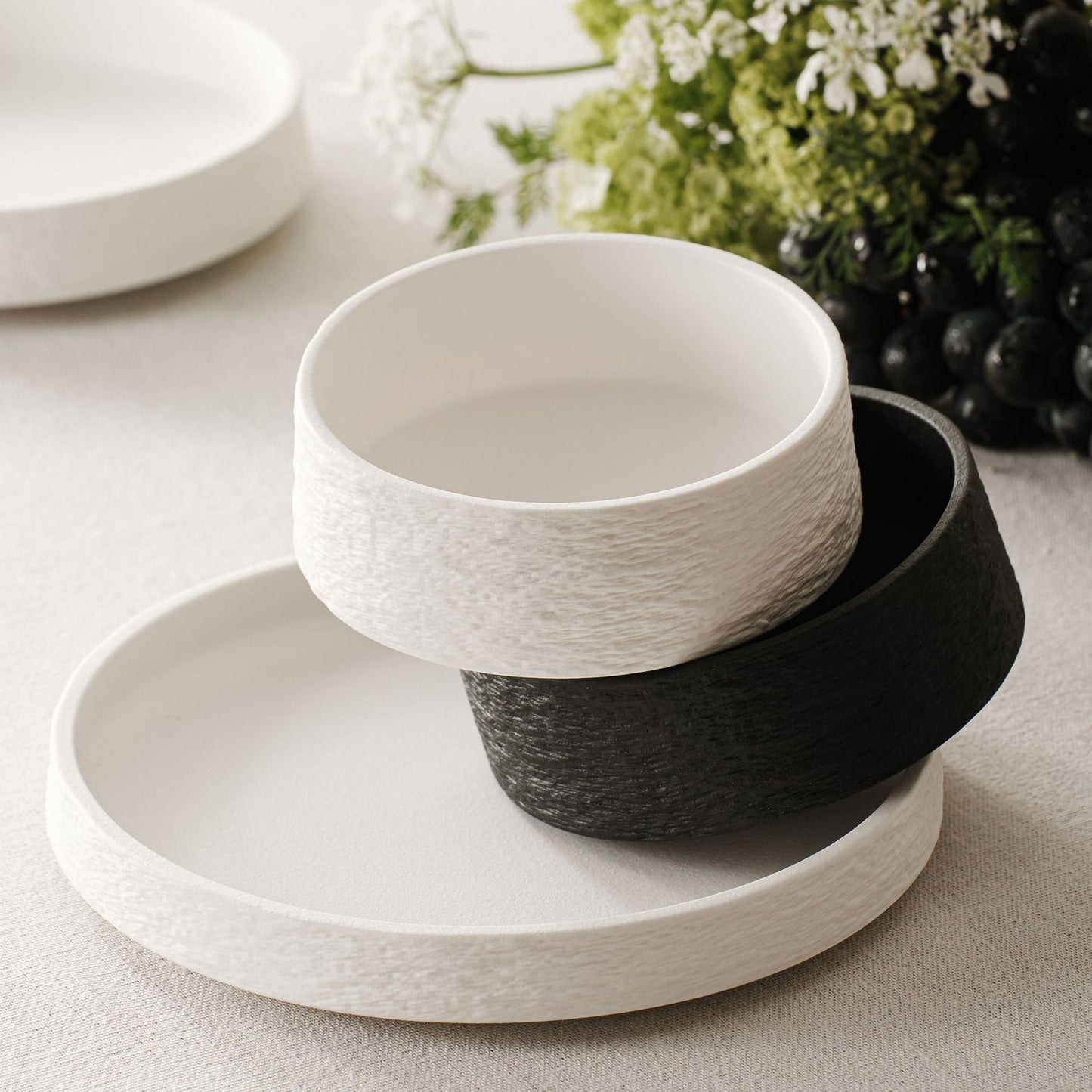 Stone Texture Ceramic Dinnerware Set – Luxury Bowls & Plates Collection