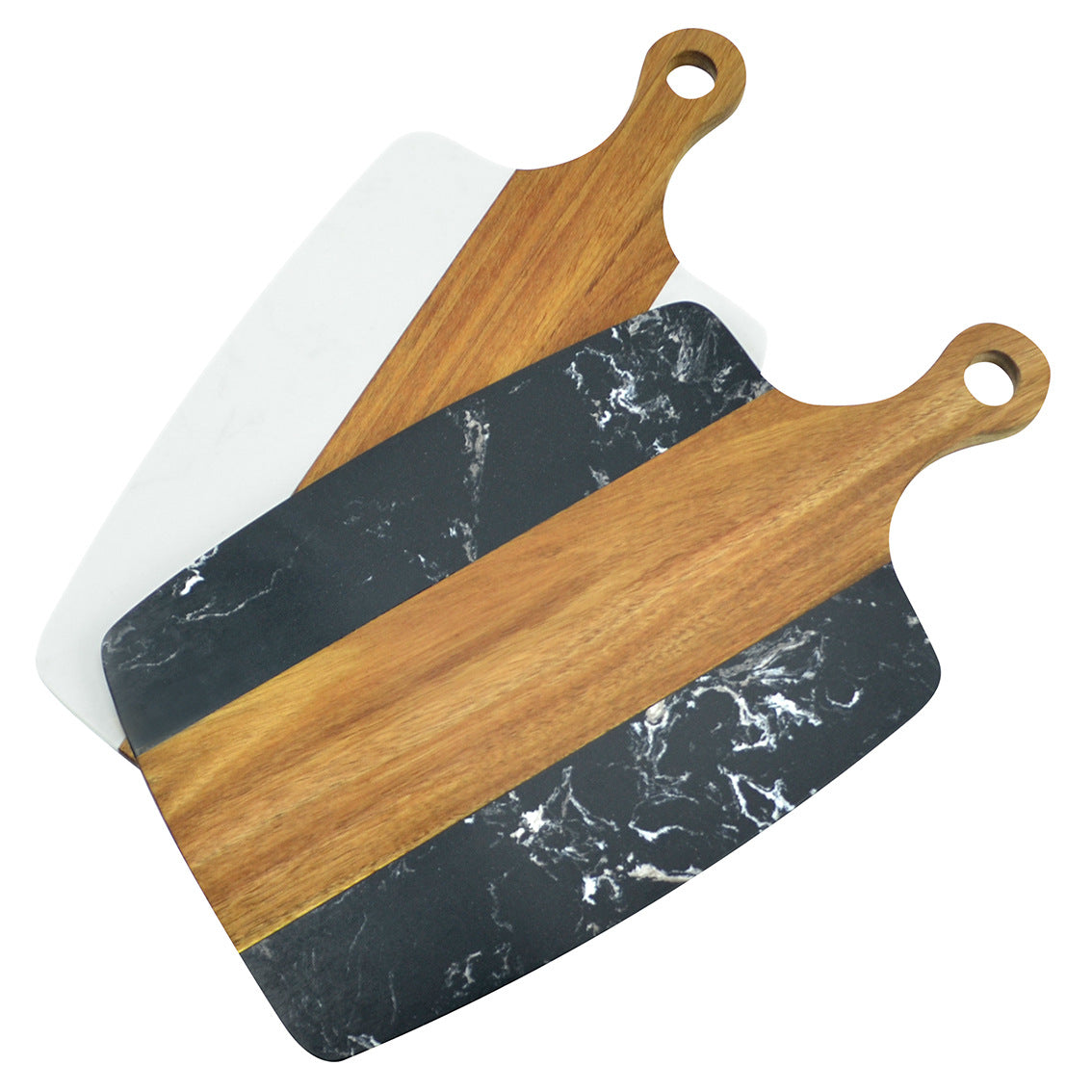 Marble & Wood Serving Board – Charcuterie, Cheese & Pizza Board