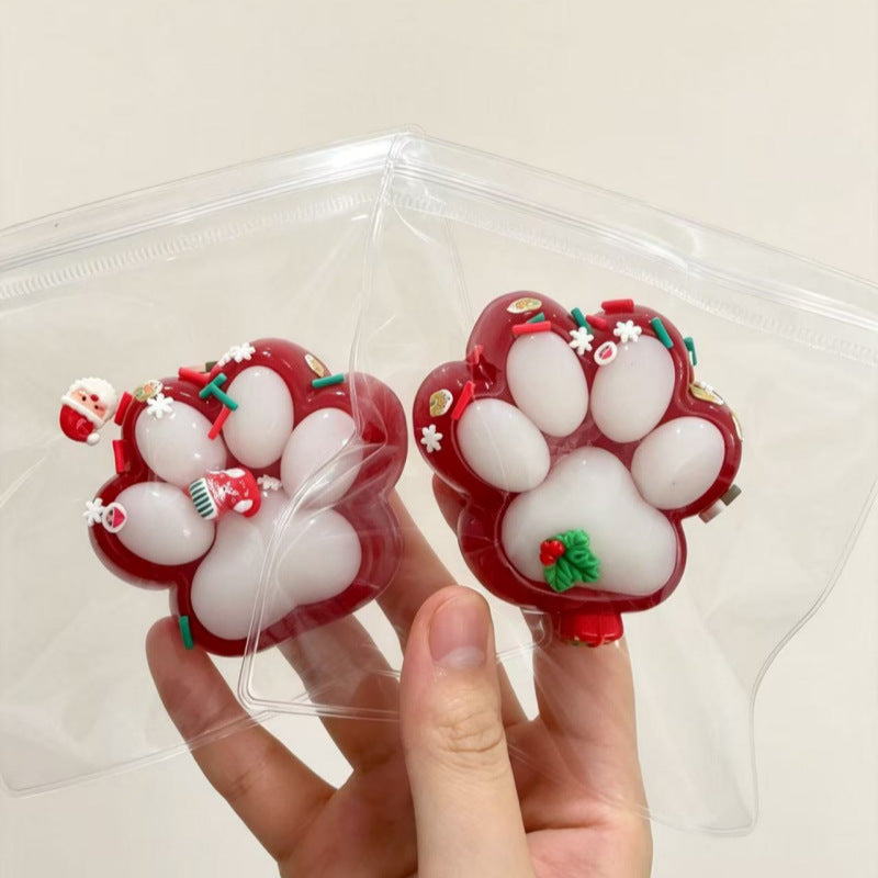 Christmas Paw-Shaped Squishy Toy – TPR Stress Relief Fidget Toy with Festive Holiday Decorations