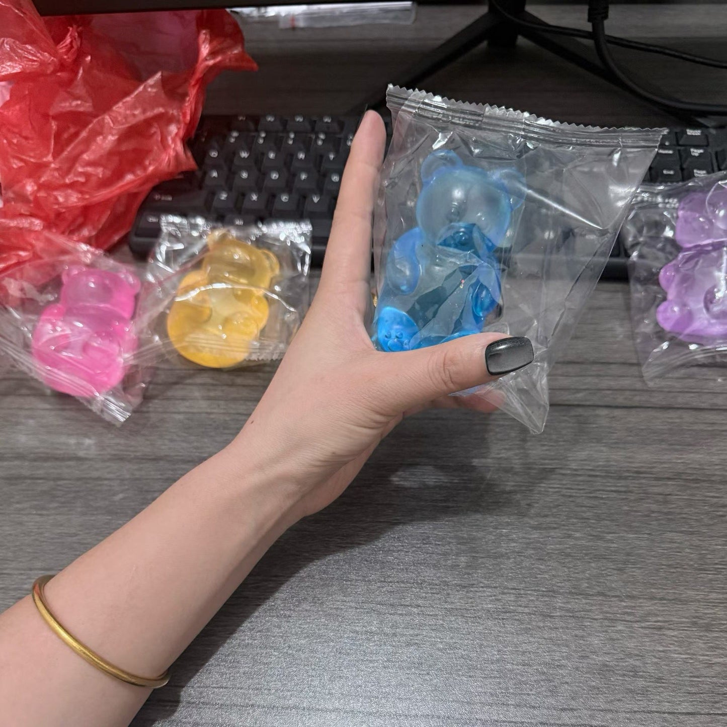 Malt Syrup Bear Squishy Toy – Transparent Jelly Stress Relief Fidget Toy
