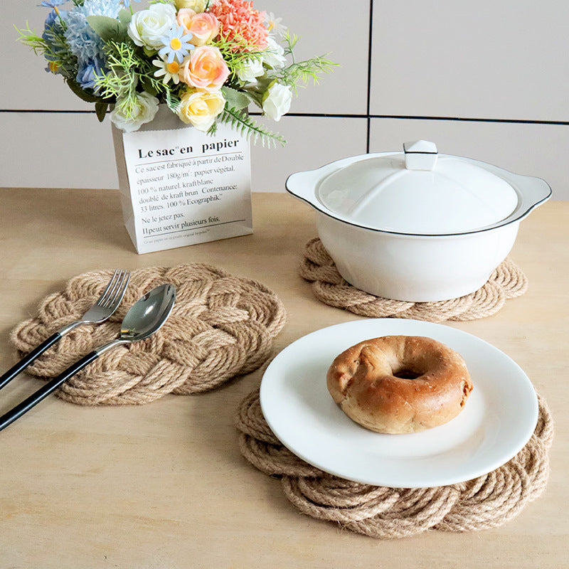 Handwoven Linen Placemat, Durable Home Table Heat-Resistant Mat