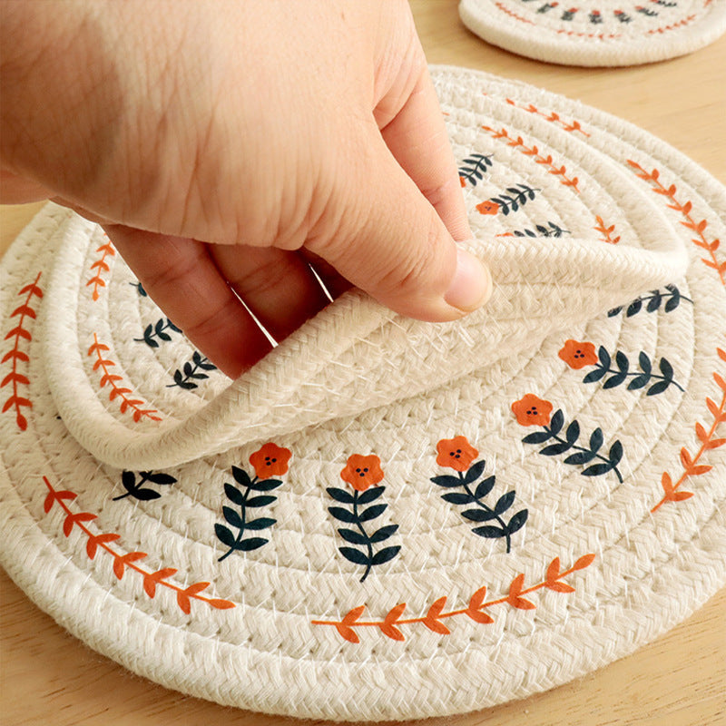 Woven Cotton Trivet, Nordic Heat-Resistant Table Mat