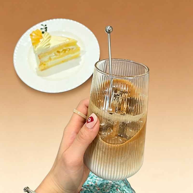 Ribbed Borosilicate Glass Tumbler – Japanese Style Hot & Cold Drink Cup