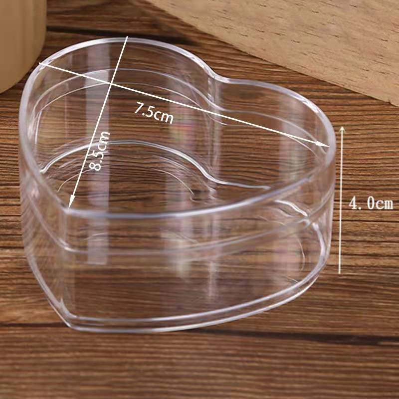 Clear Acrylic Heart-Shaped Storage Box with Lid, Small Plastic Container for Candy, Jewelry, DIY Crafts, and Gift Packaging