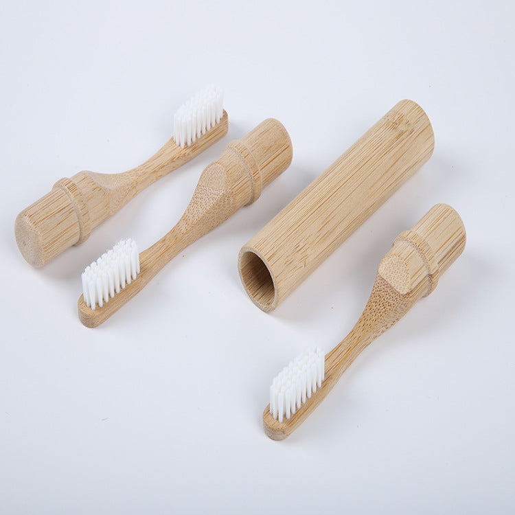 Bamboo Tube Toothbrush Set | Eco Friendly Travel Toothbrush with Portable Storage Case