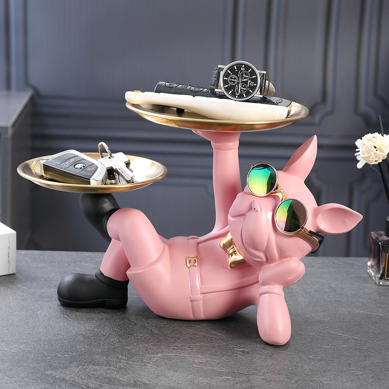 French Bulldog Key Holder Tray – Entryway Organizer Decorative Sculpture