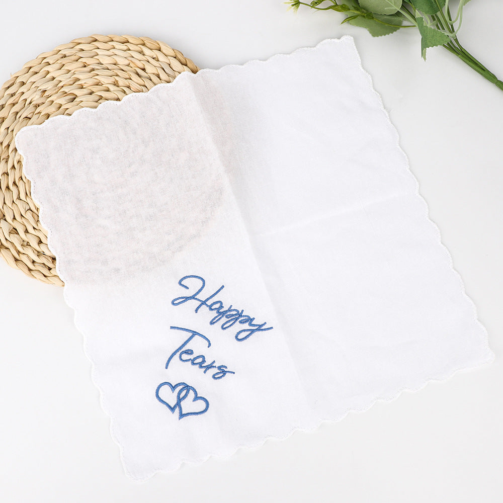 Embroidered Wedding Handkerchief – Cotton Keepsake Gift