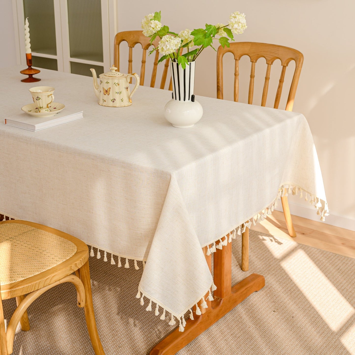 Solid Waterproof Tablecloth, Cotton Linen Rectangular Table Cover