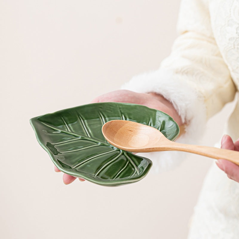 Ceramic Spoon Holder – Tropical Leaf Kitchen Accessory