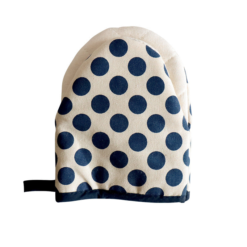 Cotton Mini Oven Mitt – 18 × 14 cm Striped and Polka Dot Heat-Resistant Pot Holder with Hanging Loop
