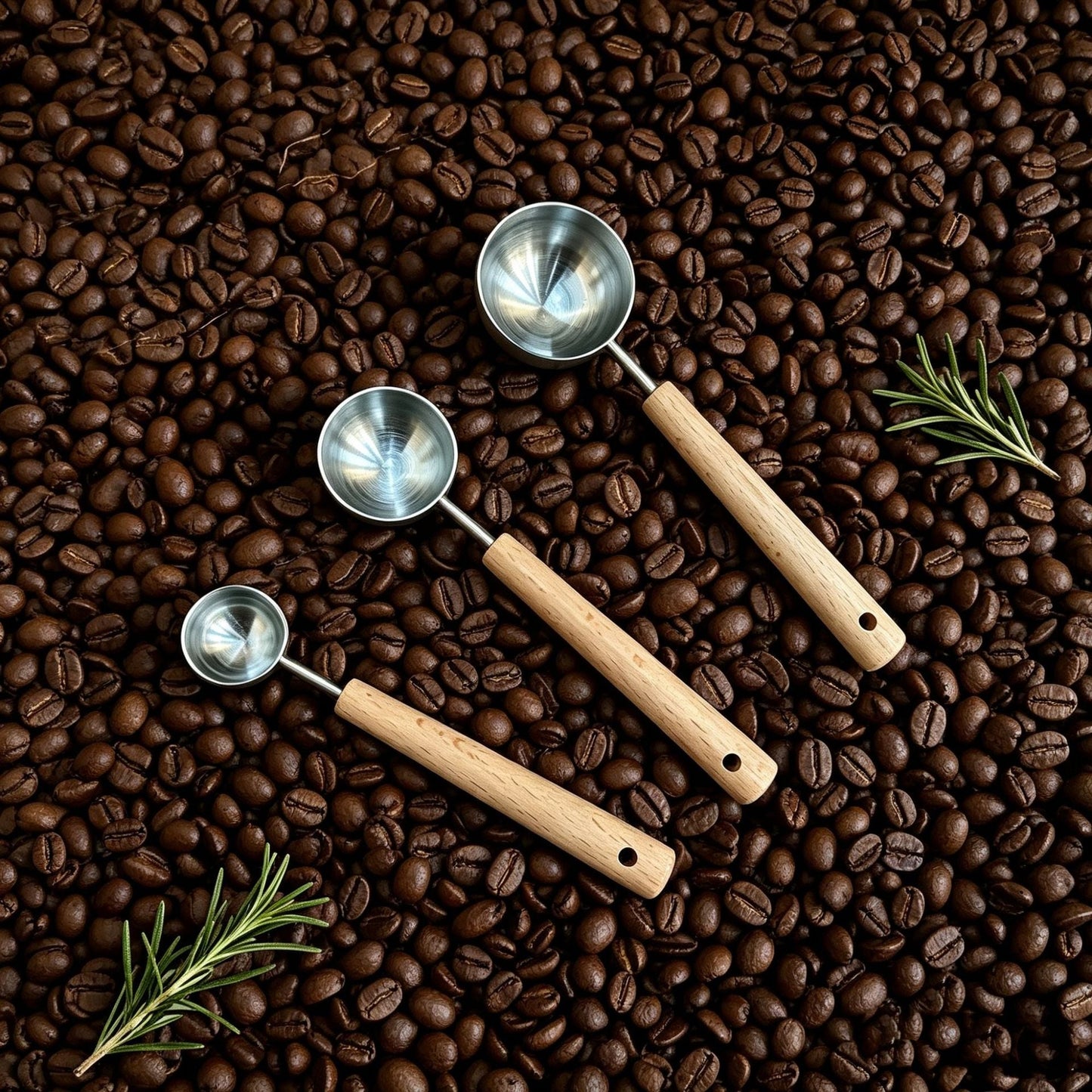 Stainless Steel Measuring Spoon with Wooden Handle, Multipurpose Kitchen Scoop for Coffee, Baking, Flour, Milk Powder, and Cereal
