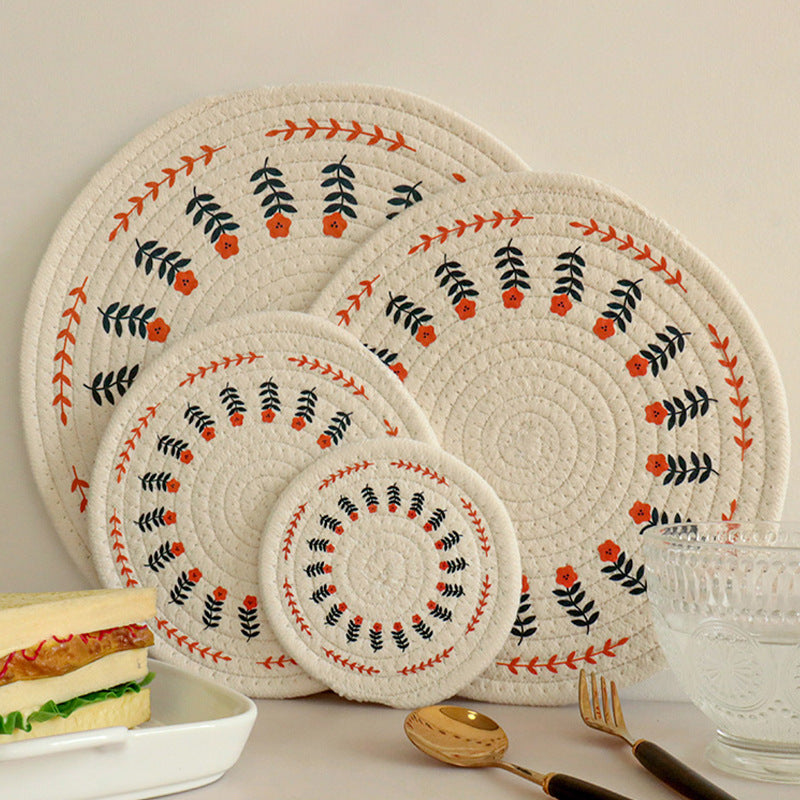 Woven Cotton Trivet, Nordic Heat-Resistant Table Mat