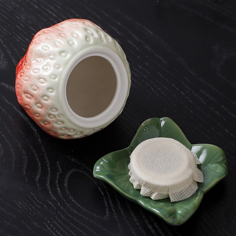 Strawberry Ceramic Storage Jar – Decorative Tea & Candy Canister