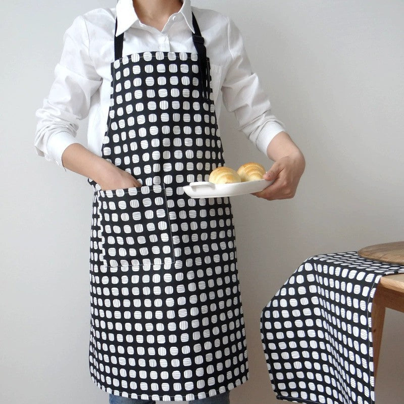 Nordic Cotton Printed Apron, Adult Kitchen Apron with Adjustable Neck Strap