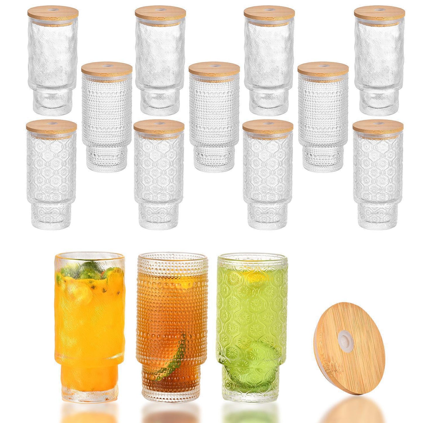 11oz Ribbed Stackable Glass Tumbler – Vintage Coffee, Juice & Whiskey Glass