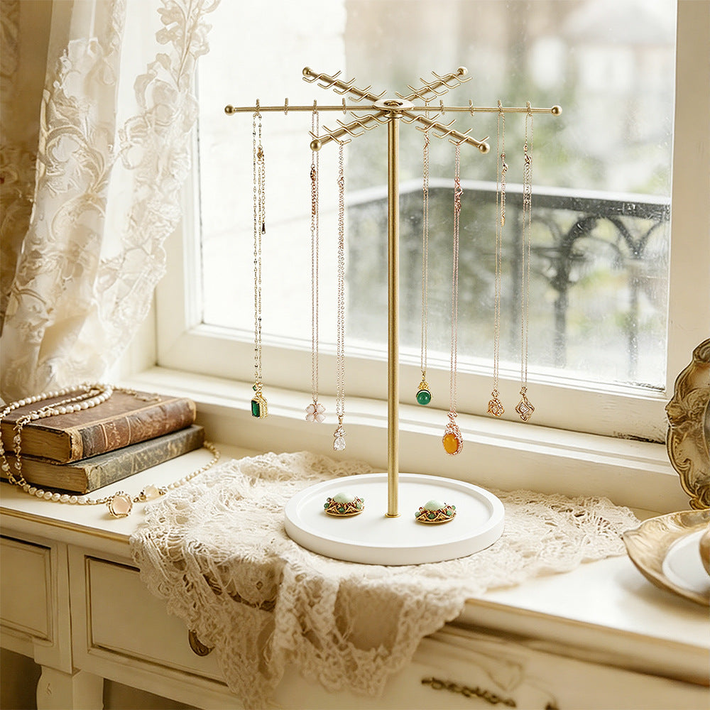 Rotating Jewelry Organizer Stand – 48-Hook Necklace & Bracelet Holder