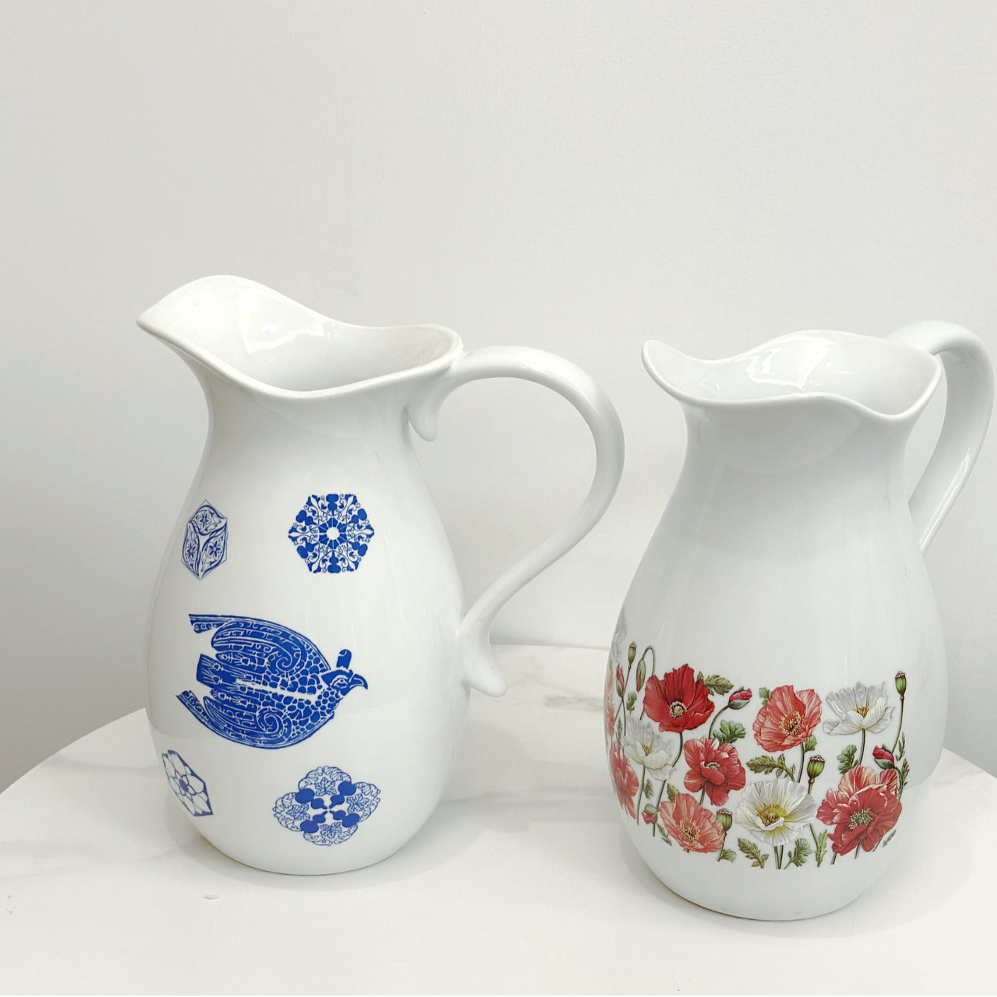Rustic Ceramic Pitcher Vase – Farmhouse Tabletop Flower Vase