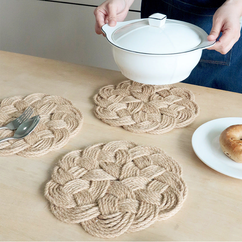 Handwoven Linen Placemat, Durable Home Table Heat-Resistant Mat