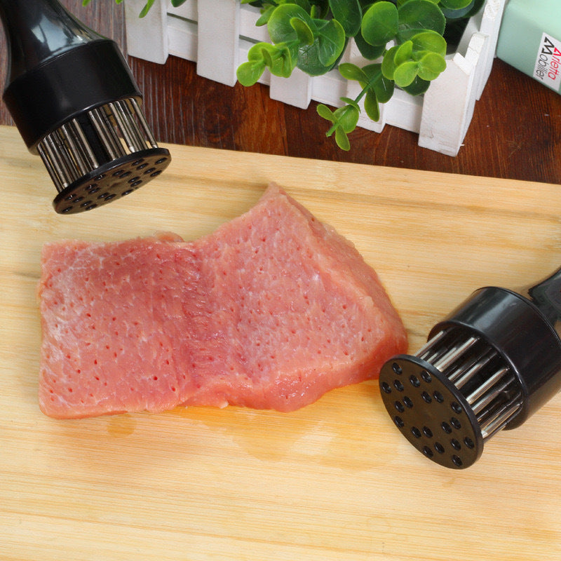 21-Blade Meat Tenderizer Tool – Stainless Steel Needle Steak Tenderizer with Ergonomic Handle, Black or White
