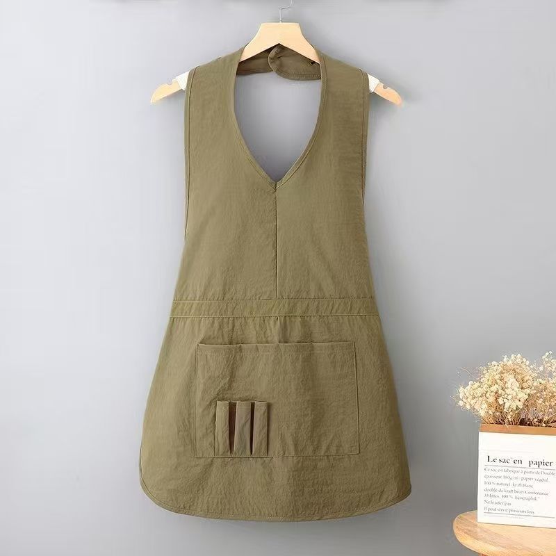 Taslon Work Apron with Large Pocket – Lightweight Pullover Kitchen Apron