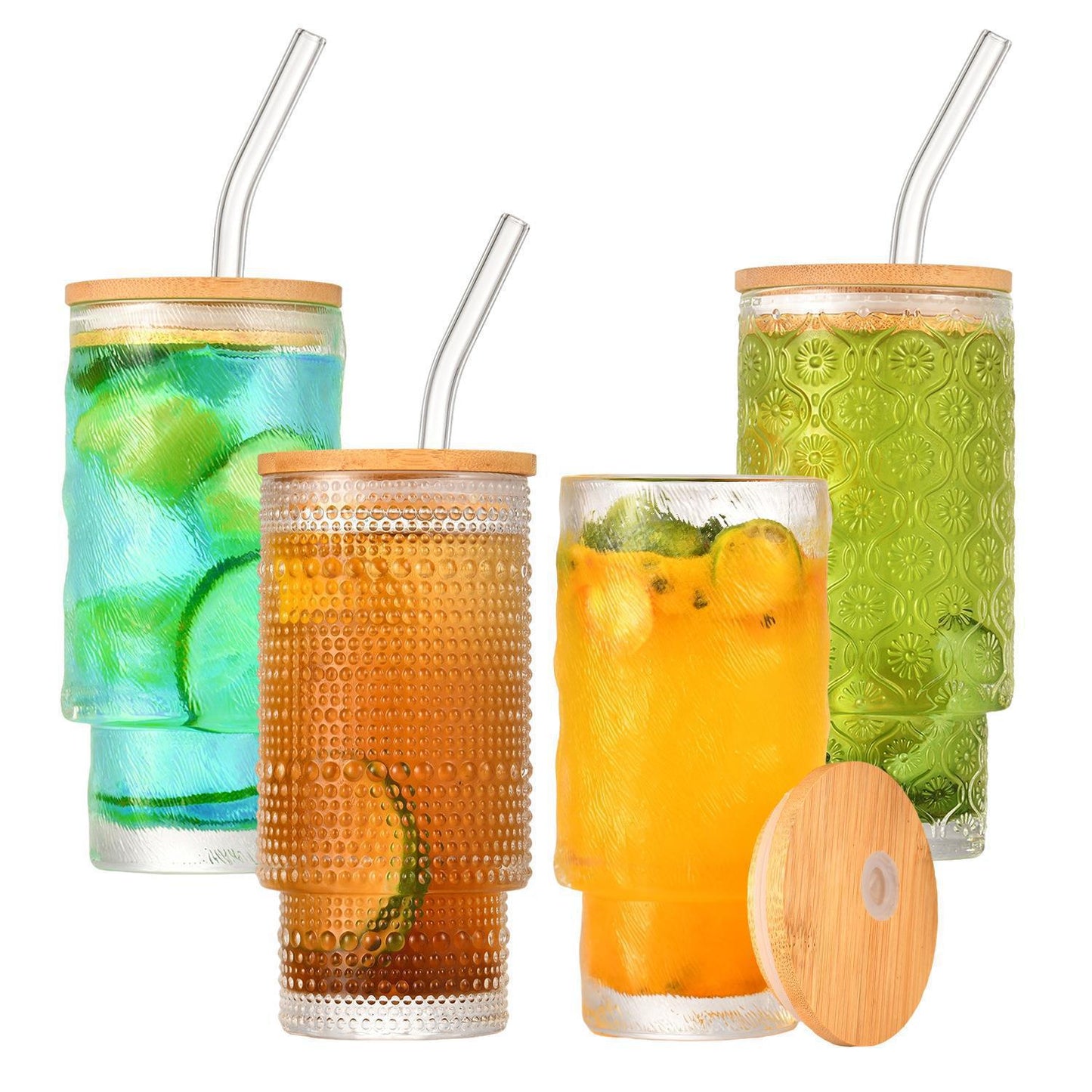 11oz Ribbed Stackable Glass Tumbler – Vintage Coffee, Juice & Whiskey Glass